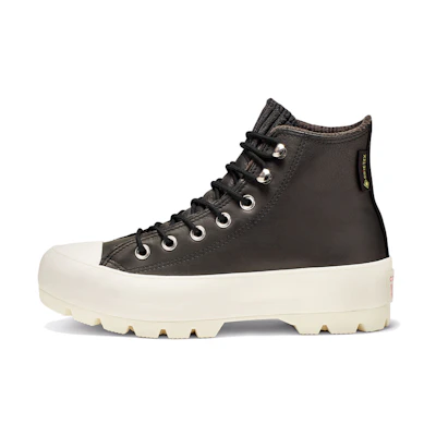 (W) Converse Chuck Taylor All Star Lugged Waterproof Leather High Top Thick Sole Black 'White'