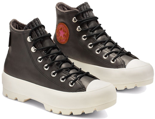 (W) (女性用) コンバース チャックテイラー オールスター ラグ 防水 レザー ハイカット 厚底 ブラック 'ホワイト' 565006C 565006C Lookbook (W) (女性用) コンバース チャックテイラー オールスター ラグ 防水 レザー ハイカット 厚底 ブラック 'ホワイト' 565006C 565006C