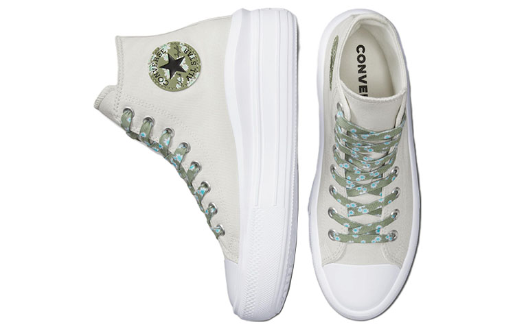 Shop Converse Chuck Taylor All Star Move 平台款 高筒增厚休閒帆布鞋 女款 灰綠色