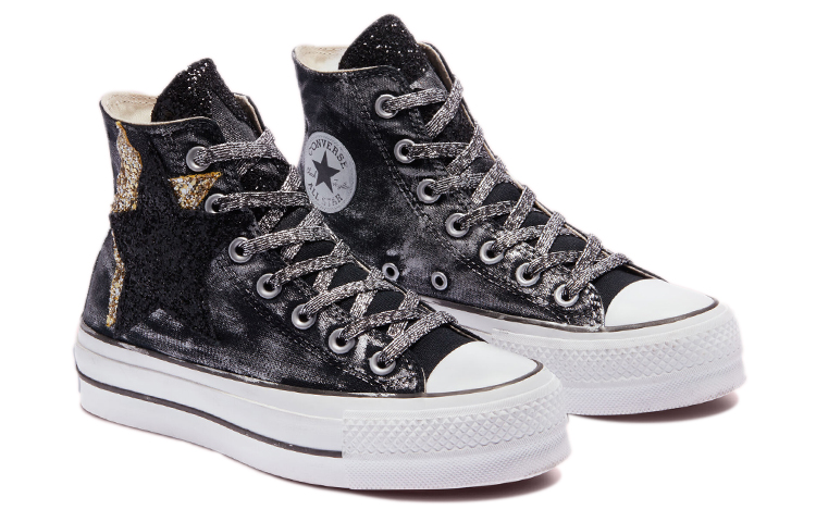 (W) Converse Chuck Taylor All Star Platform 'Glitter Metal Graphite Black and White' 圖 3