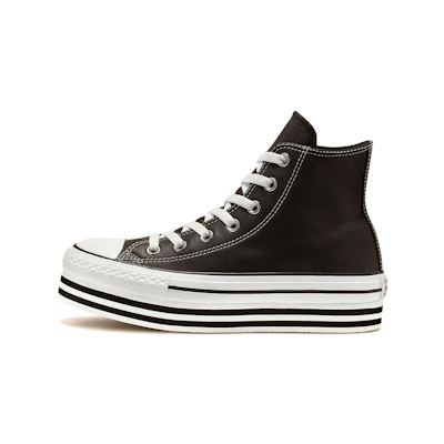 (W) Converse Chuck Taylor All Star Platform High Top Leather Sponge Cake Sole Black White