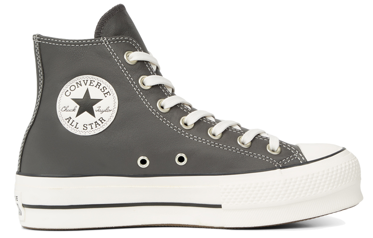 (W) Converse Chuck Taylor All Star Platform Leather High Top Thick Sole Grey 'Gray White' 圖 2