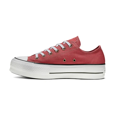 (W) Converse Chuck Taylor All Star Platform Low Top Thick Sole Red White