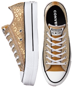 (W) コンバース チャックテイラー オールスター プラットフォーム ロー 'Authentic Glam - ゴールドレオパード' 572044C Shop (W) コンバース チャックテイラー オールスター プラットフォーム ロー 'Authentic Glam - ゴールドレオパード' 572044C
