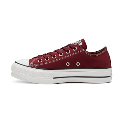 (W) Converse Chuck Taylor All Star Platform Nubuck Low Top Thick Sole 'Red White'