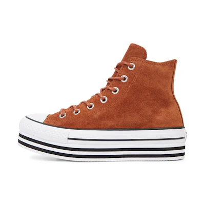 (W) Converse Chuck Taylor All Star Platform Suede High Top Suede Thick Sole White Yellow