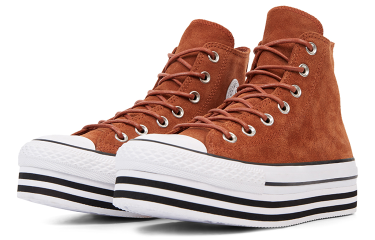 (W) Converse Chuck Taylor All Star Platform Suede High Top Suede Thick Sole White Yellow 圖 3