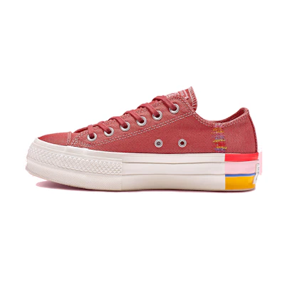 (W) Converse Chuck Taylor All Star Rainbow Platform Low Top Rainbow Canvas Low Red
