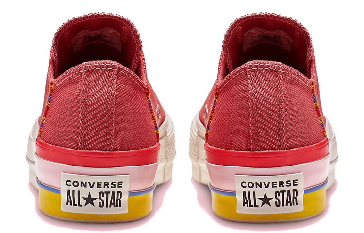 (W) Converse Chuck Taylor All Star Rainbow Platform Low Top Rainbow Canvas Low Red 圖 4
