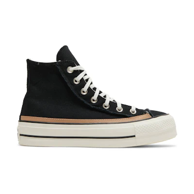 (W) Converse Chuck Taylor All Star Raw Edge Platform High 'Black Champagne Tan'