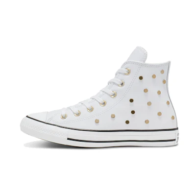 (W) Converse Chuck Taylor All Star Studs High Top Leather Spot Rivet White