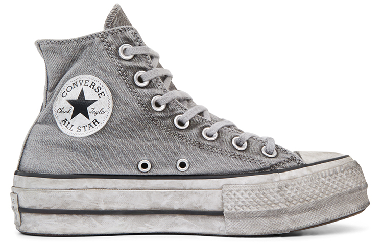(W) Converse Chuck Taylor All Star Vintage Star Studs Platform High Top Thick Sole Dirty Shoes Grey White 圖 2