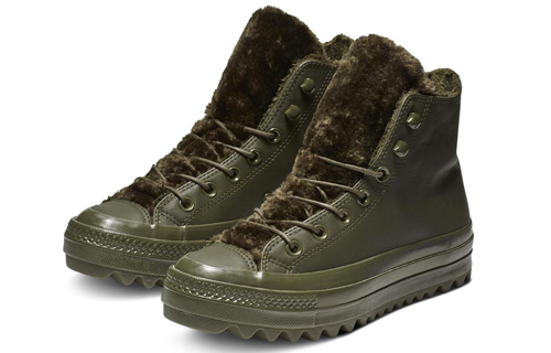 Lookbook Converse Ctas Lift Ripple Hi 復古高筒休閒帆布鞋 女款 軍綠