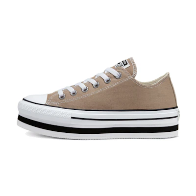 (W) Converse Everyday Platform Chuck Taylor All Star Brown White Thick Sole Sneakers 'Gray White'