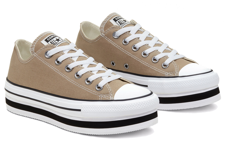 (W) Converse Everyday Platform Chuck Taylor All Star Brown White Thick Sole Sneakers 'Gray White' 圖 4