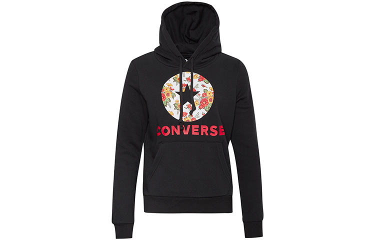 (Women) Converse Graphic Letter Print Hoodie Black 10017331-A03
