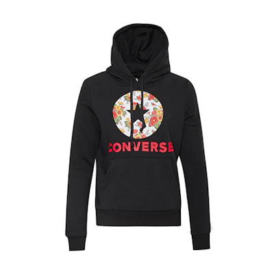 (Women) Converse Graphic Letter Print Hoodie Black 10017331-A03