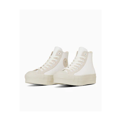 Converse Leather All Star Lifted High Tops White/Light Gray