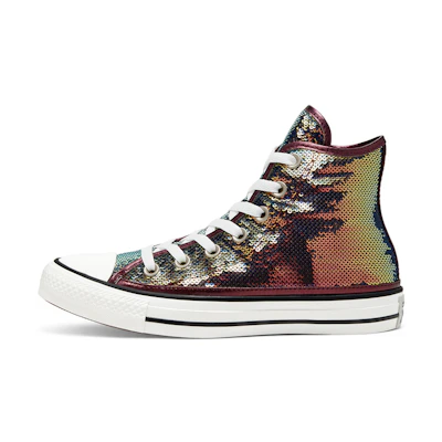 (W) Converse Mini Sequins Chuck Taylor All Star High Top Gradient Black Sneakers 'Black White'