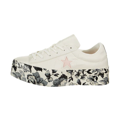 (W) Converse One Star Platform Ox Canvas Shoes White/Black/Pink