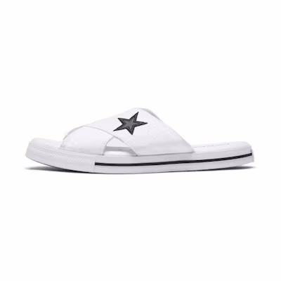 (W) Converse One Star Slide Canvas White Slippers 'White Black'