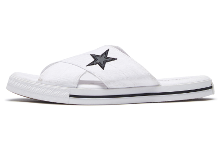 (Women) Converse One Star Slide Canvas White Slippers 'White Black' 565530C