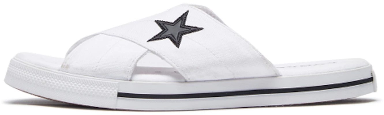 (W) Converse One Star Slide Canvas Blanc Chaussons ''Blanc Noir'' 565530C Buy (W) Converse One Star Slide Canvas Blanc Chaussons ''Blanc Noir'' 565530C