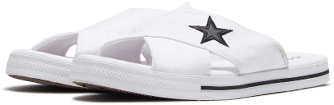 (W) Converse One Star Slide Canvas Blanc Chaussons ''Blanc Noir'' 565530C Shop (W) Converse One Star Slide Canvas Blanc Chaussons ''Blanc Noir'' 565530C