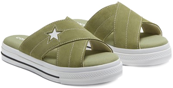 Converse One Star 滑入式涼鞋 一字式厚底 復古低筒運動拖鞋 女款 鼠尾草 Lookbook Converse One Star 滑入式涼鞋 一字式厚底 復古低筒運動拖鞋 女款 鼠尾草