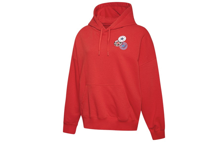 (Women) Converse Red Hoodie with Logo Print and Drawstring 10020737-A02