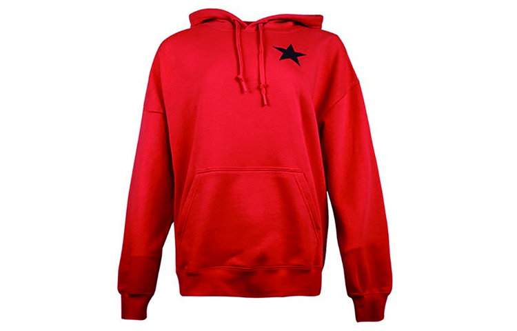 (Women) Converse Red Knit Hoodie with Star Logo and Drawstring 10020752-A02