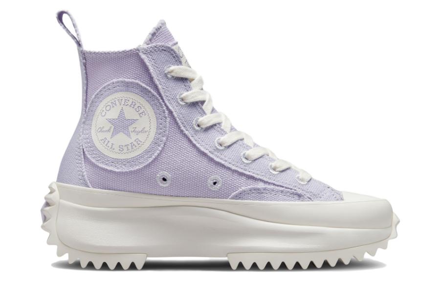 Order 匡威 Run Star Hike 厚底大補丁防滑耐磨高幫帆布鞋 女款 紫色