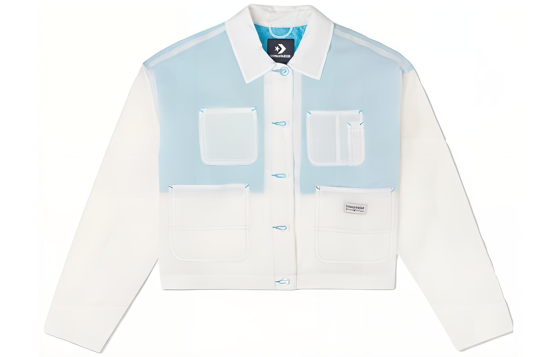 (Women) Converse Sheer Utility Cropped Casual Jacket Blue. 10021473-A02