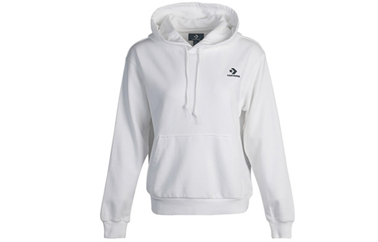 (Women) Converse Small Logo White Hoodie Long Sleeve 10019442-A12