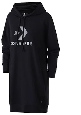 (Women) Converse Star Chevron Black Long Hoodie Dress in French Terry 10017327-A01 Buy (Women) Converse Star Chevron Black Long Hoodie Dress in French Terry 10017327-A01