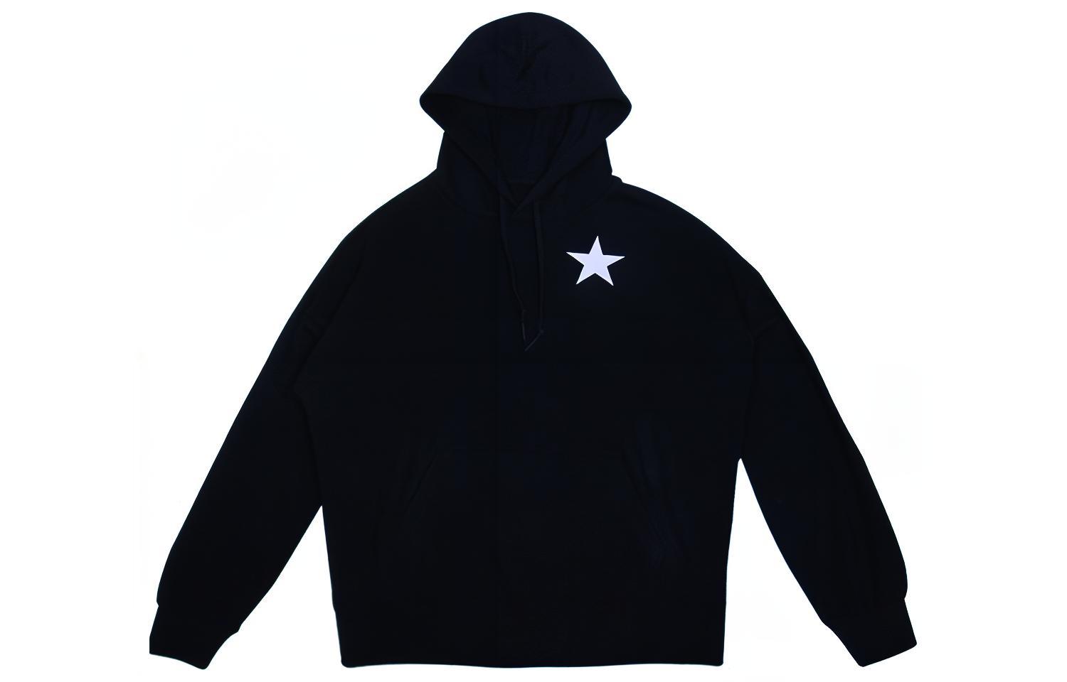 (Women) Converse Star Logo Knit Drawstring Hoodie Black Unisex 10020752-A01