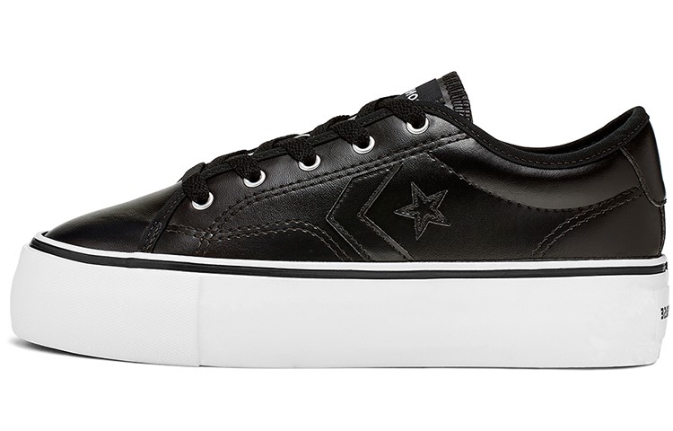 (Women) Converse Star Replay Platform Leather Low Top Thick Sole Black White 565249C