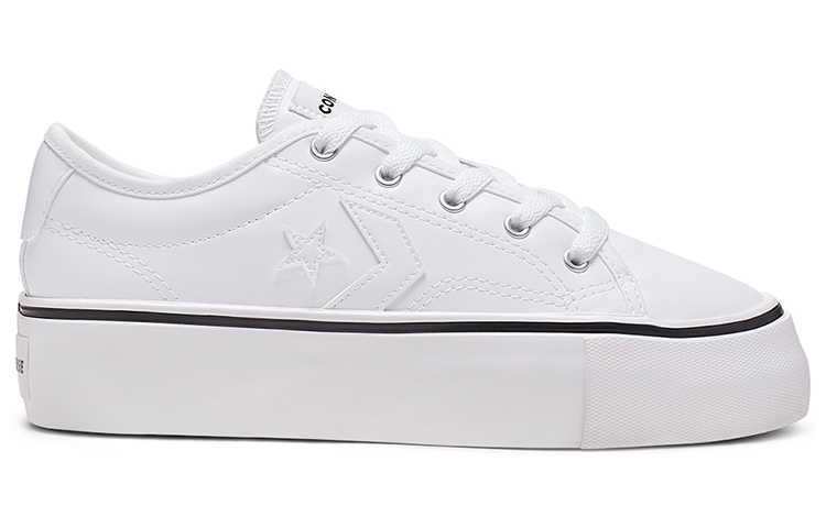 (W) Converse Star Replay Platform Leather Low Top Thick Sole Pure White 圖 2