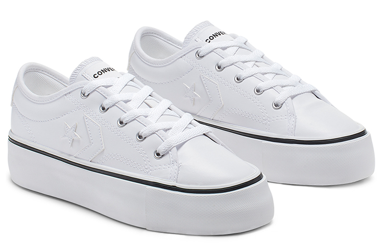 (W) Converse Star Replay Platform Leather Low Top Thick Sole Pure White 圖 3