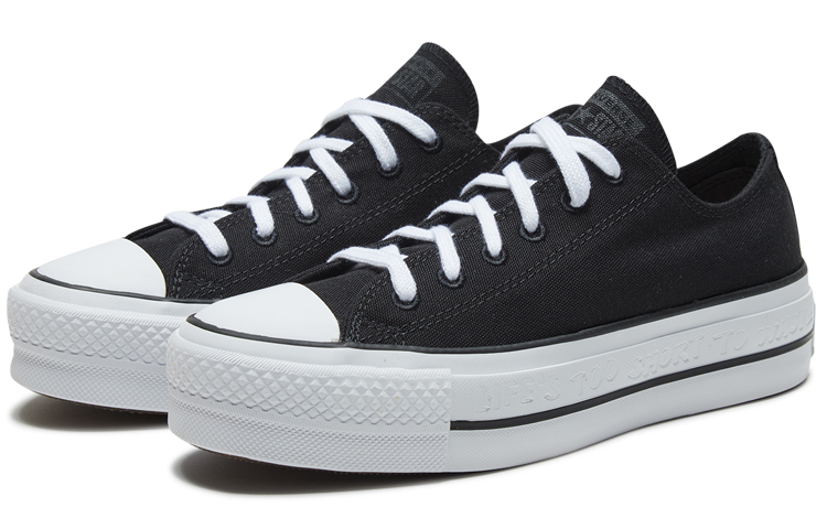 Shop (W) Converse Taylor All Star Lift Renew Canvas Tapak Tebal Hitam Putih 566231C