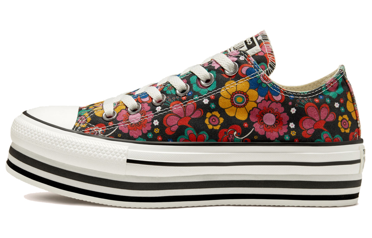 Buy (W) 匡威联合平台厚底花卉黑黄绿款Chuck Taylor All Star 568001C