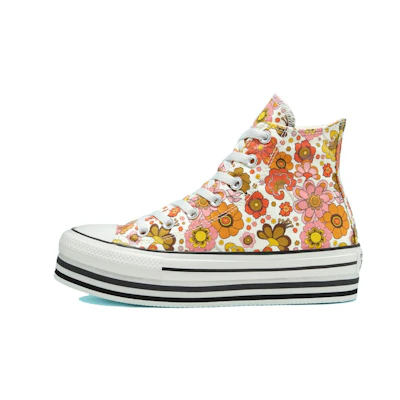 (W) Converse Unite Platform Chuck Taylor All Star Floral Thick Sole Sneakers 'Yellow White'
