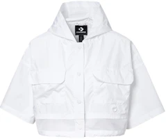 (Women) Converse White Casual Loose Fit Short Jacket 10018960-A03 (Women) Converse White Casual Loose Fit Short Jacket 10018960-A03
