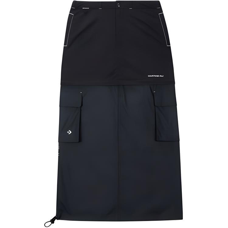 (Women) Converse x Martine Ali Black Utility Long Skirt with Zipper and Pockets 10026835-A01