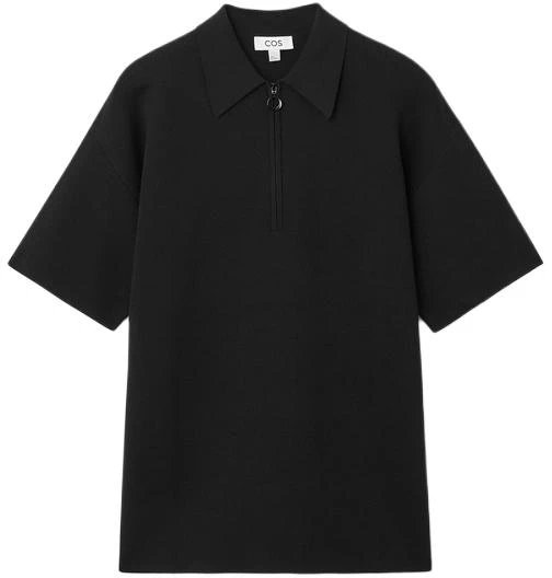 women-cos-black-half-zip-short-sleeve-polo-shirt-1214919001