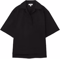 (Women) COS Black Short-Sleeve Cuban Collar Shirt with Side Slits 1222018003 (Women) COS Black Short-Sleeve Cuban Collar Shirt with Side Slits 1222018003