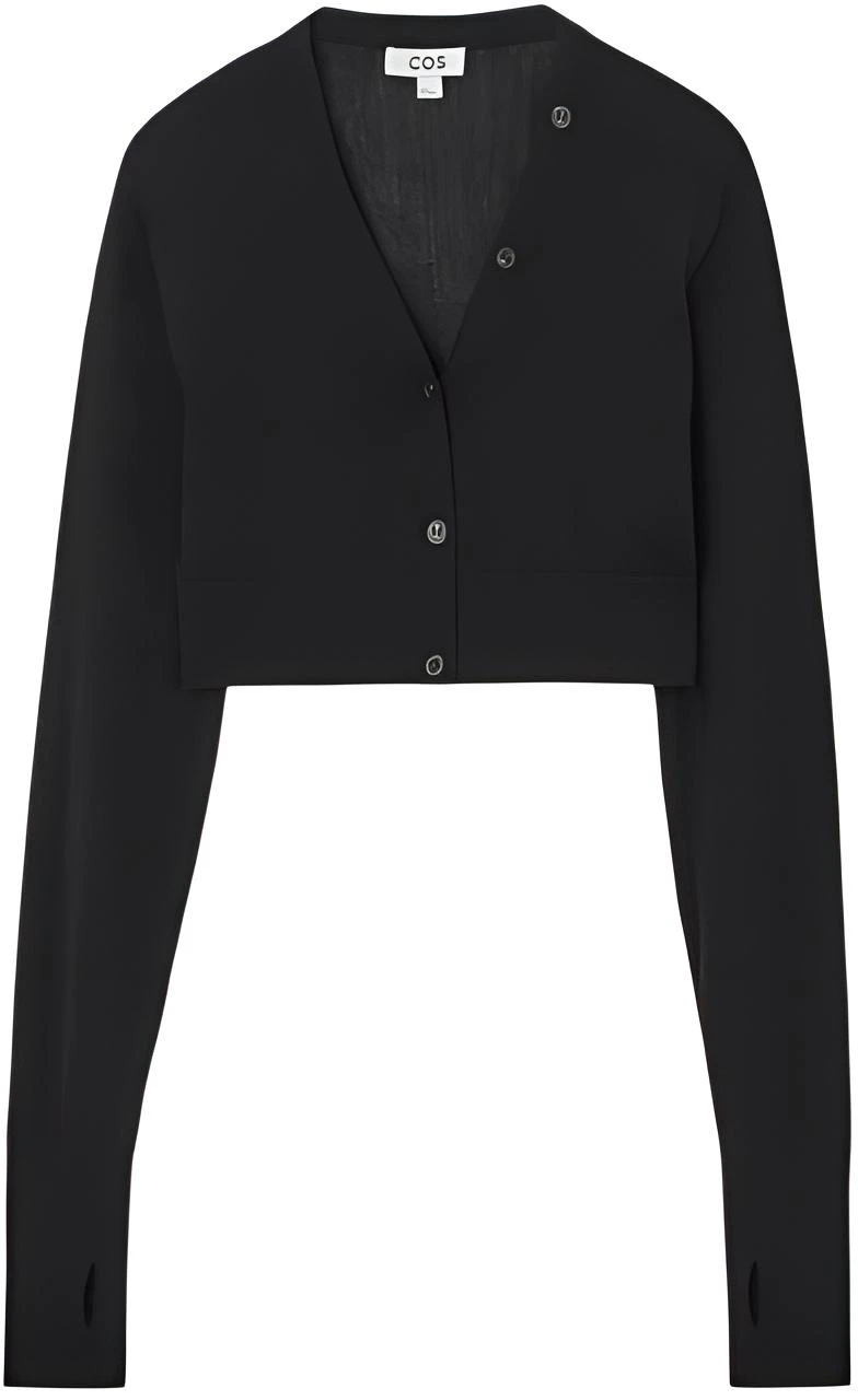 women-cos-black-v-neck-short-cardigan-long-sleeve-knit-sweater-1228237001