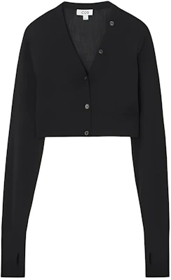 (Women) COS Black V-Neck Short Cardigan Long-Sleeve Knit Sweater 1228237001 Buy (Women) COS Black V-Neck Short Cardigan Long-Sleeve Knit Sweater 1228237001