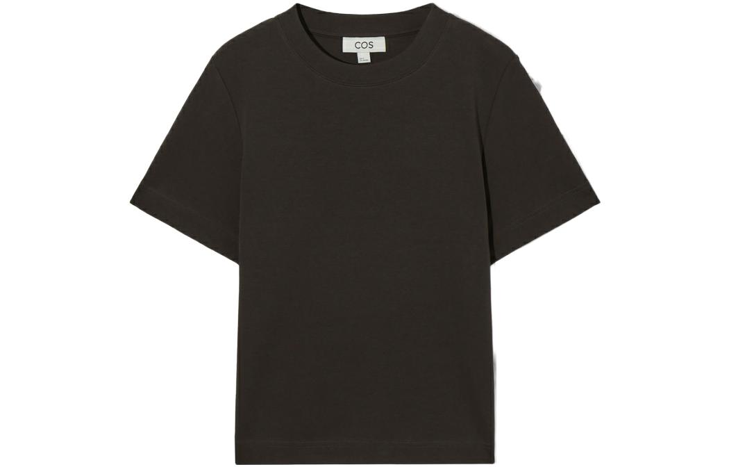 (Women) COS Brown Crew Neck Casual Short Sleeve T-Shirt 960679086