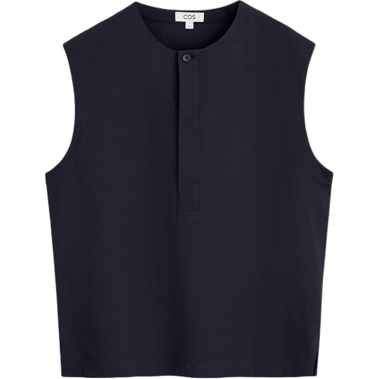 COS Casual Solid Soft Henley Sleeveless Tank Top - Men 1336150001